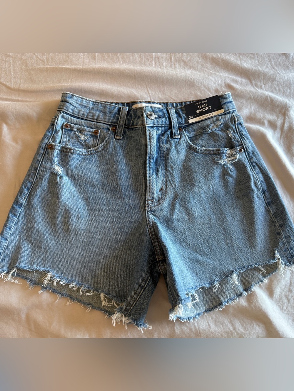 Abercrombie & Fitch Women Curve Love High Rise Dad Shorts Short Raw Hem Size 26